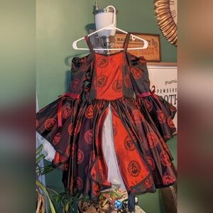 Wishcraft Dress Black Red Skulls Tulle Off Shoulder Halloween Spooky Girls 12